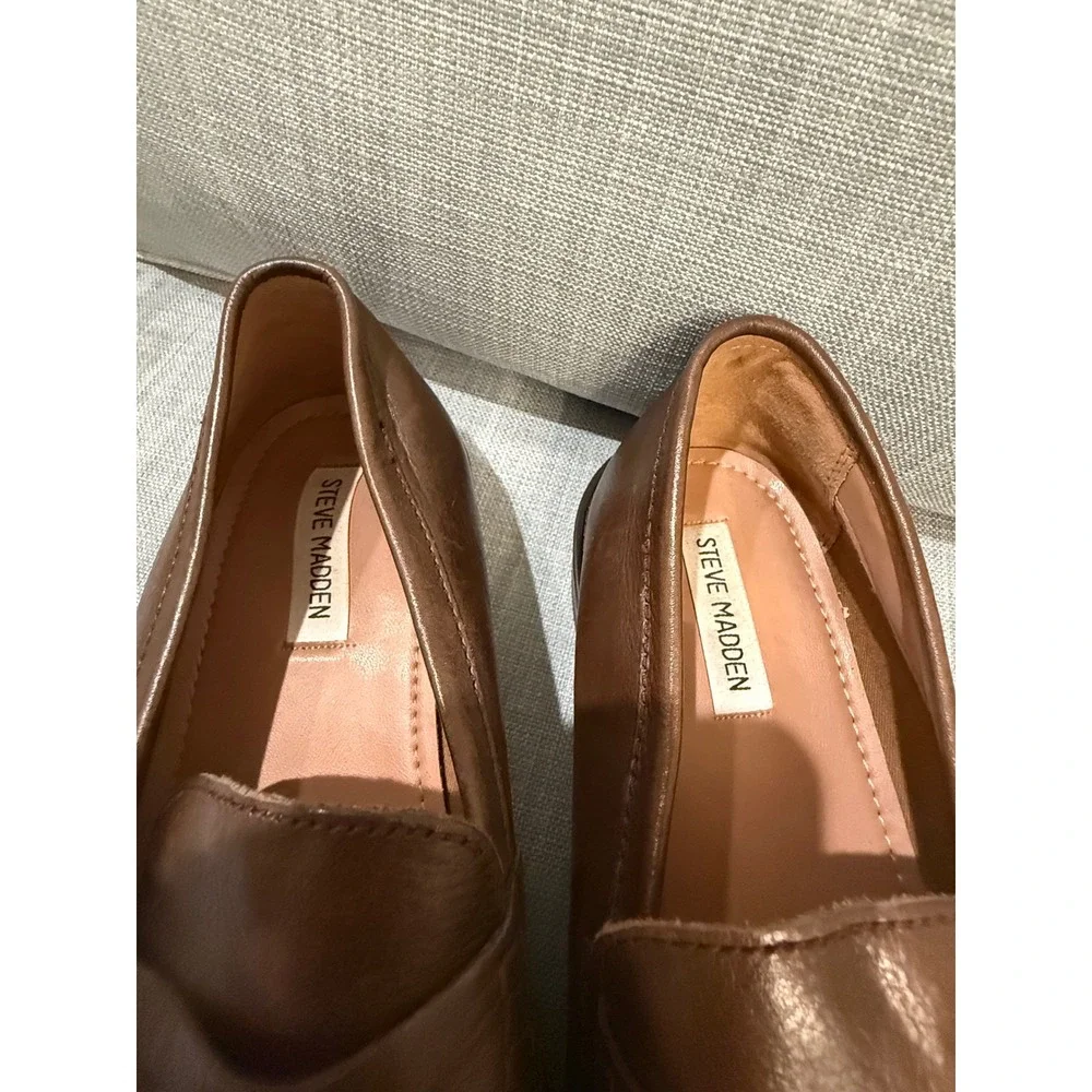 Steve Madden Mens RB-8305 Brown Leather Penny Loafers Size 10.5 Slip On Shoes